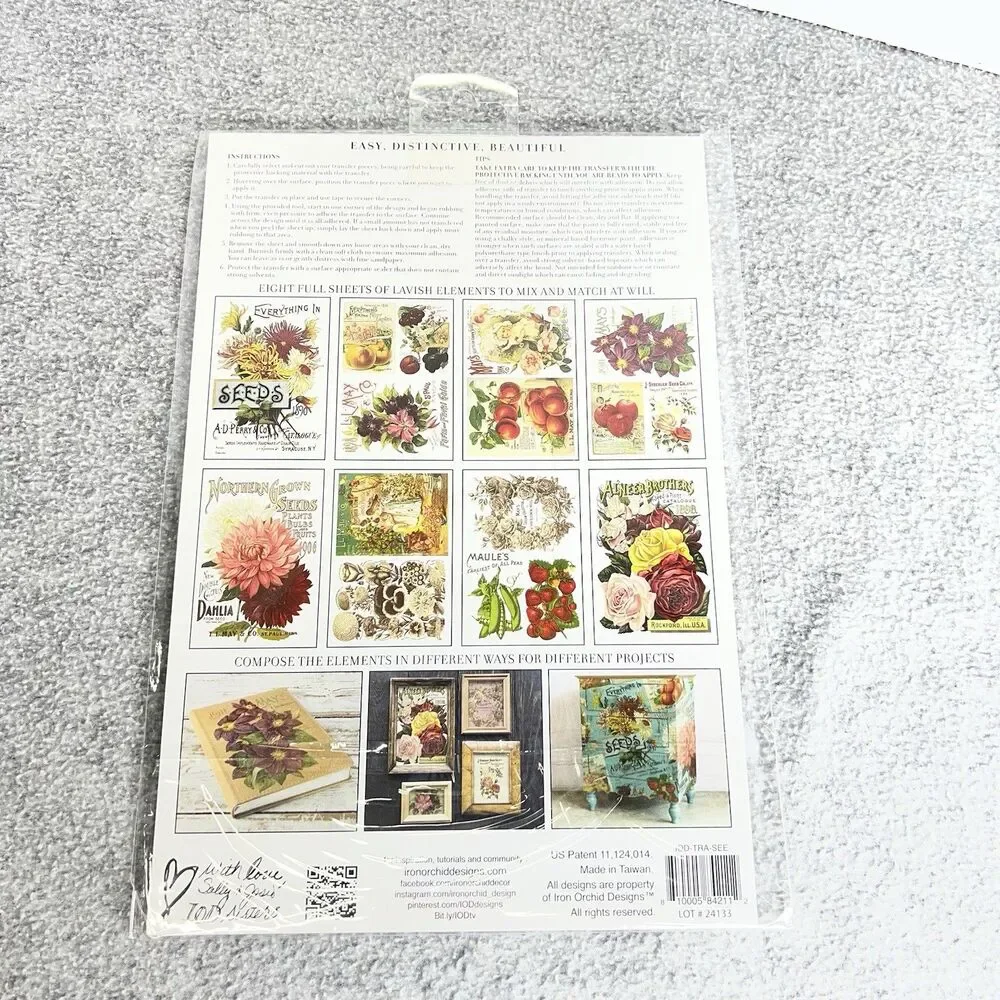 IOD SEED CATALOGUE TRANSFER PACK IRON ORCHID DESIGNS NEW  FLORAL